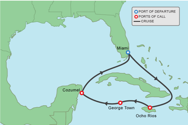 western caribbean cruise itinerary map