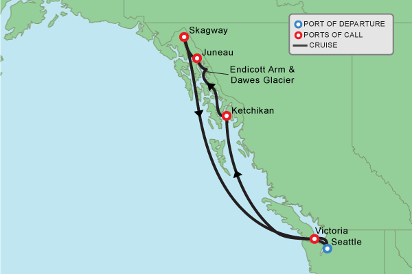 Princess Alaska Cruise Routes Map 8385